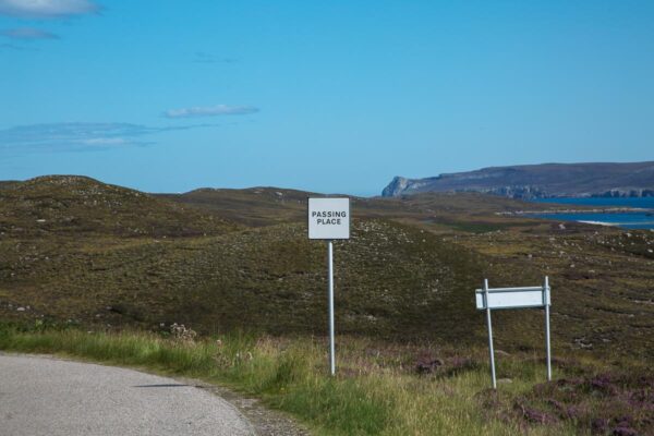 Schottland Single Track Road Passing Place